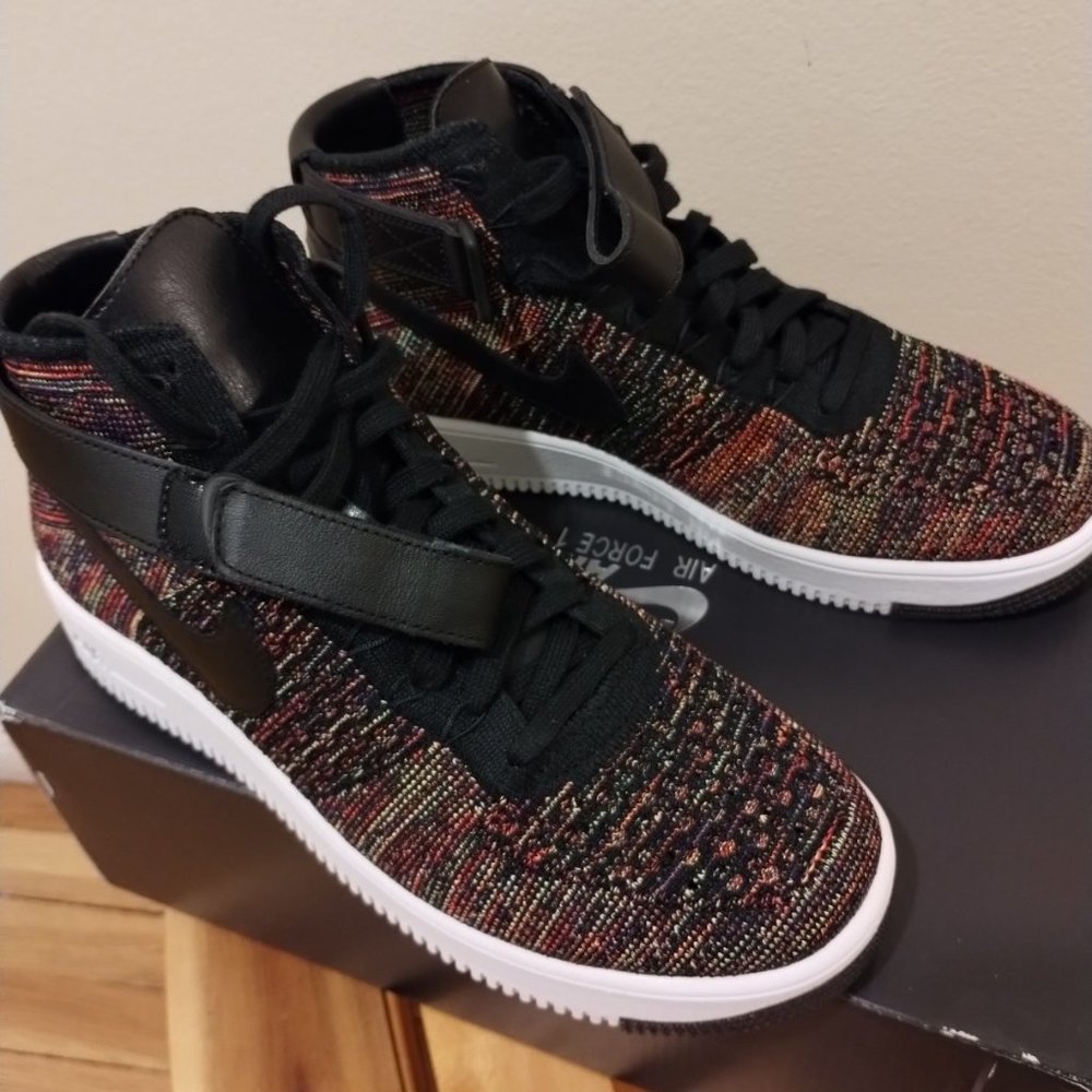 Nike Air Force 1 Ultra Flyknit Mid 817420-002 - Multi-Color Black - Size Men 10 - Picture 6 of 9